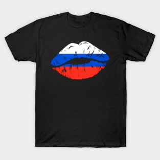 Russian Flag Lips For Russians Russia T-Shirt